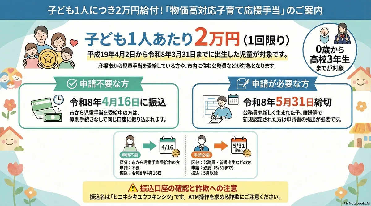 彦根市の物価高対応子育て応援手当のご案内（２万円給付）